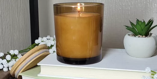 Amber Jar (New) 12oz Glass Jar with Bamboo Lid